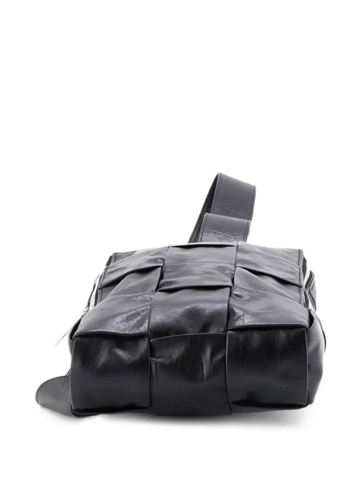 Bottega Veneta ビンテージ カセット・スリング・マキシ・イントレッチァート・レザー・クロスボディバッグ - ブラック - 画像3