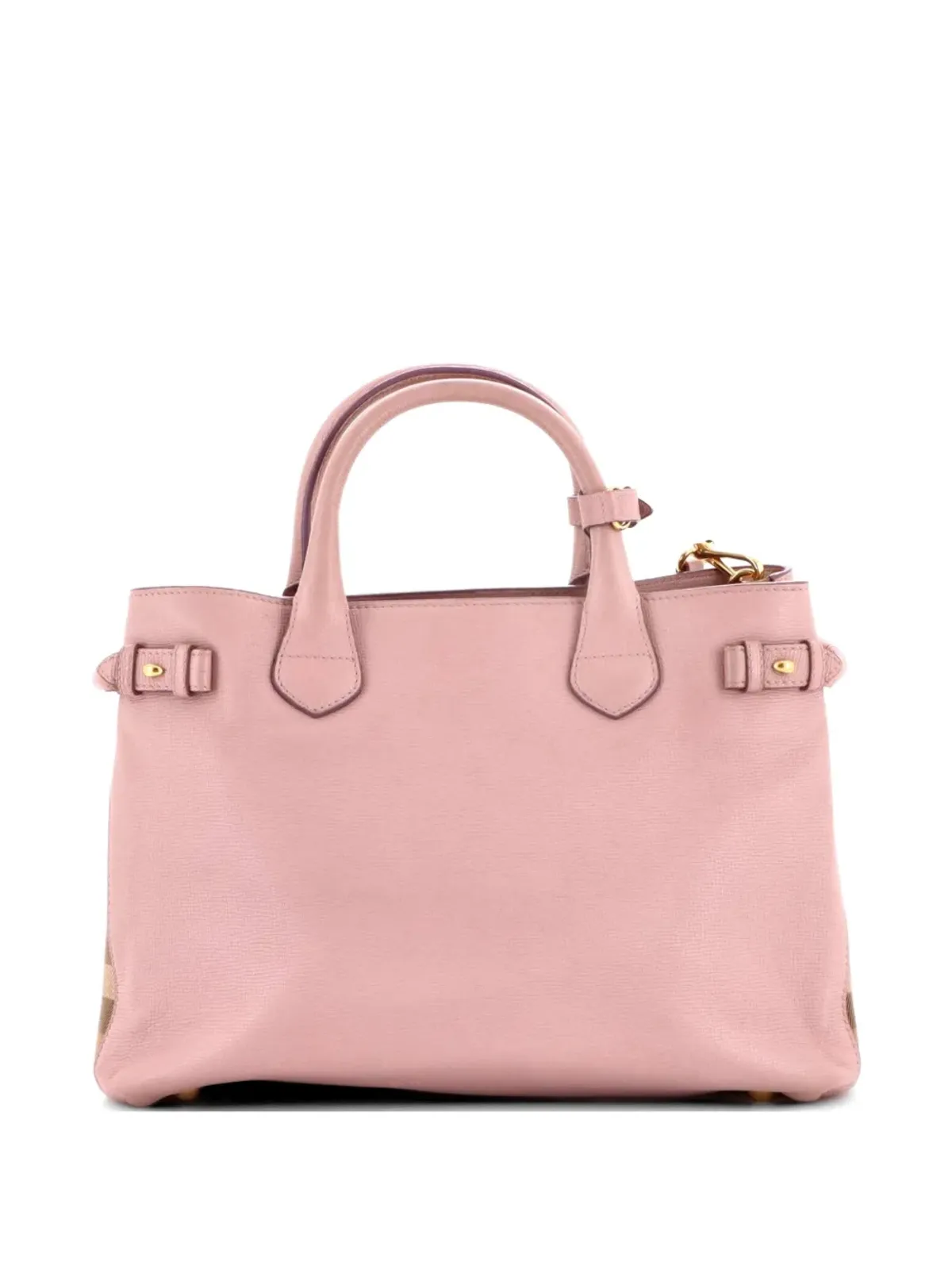 Burberry Pre-Owned バナー トート レザーとハウスチェック柄 キャンバス サッチェル - 画像2