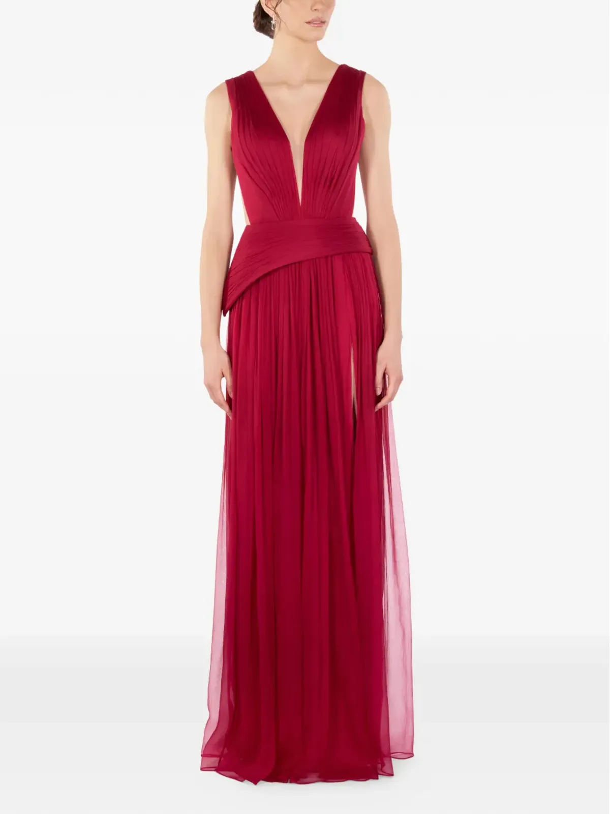 IMROSKA Imroska 32 Iris V-neck maxi dress - Red - 画像2