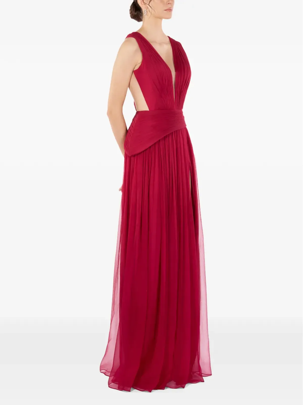IMROSKA Imroska 32 Iris V-neck maxi dress - Red - 画像3
