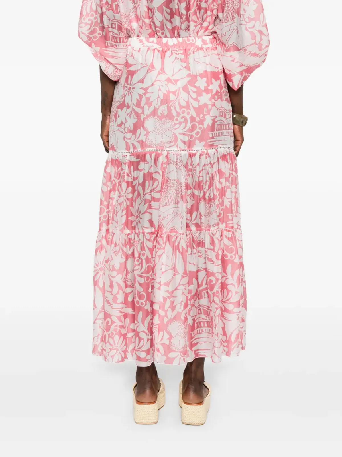 ERMANNO FIRENZE 花柄プリント ミディスカート - 画像4