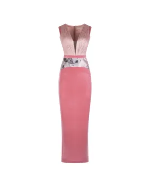 IMROSKA パンドラ 花柄ディテールVネックマキシドレス - サムネイル1