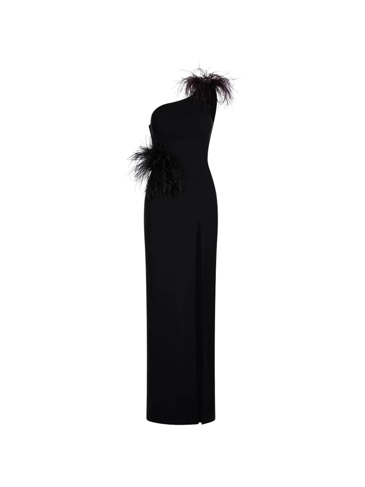 IMROSKA Imroska 16 feather-detail one-shoulder maxi dress - 画像1