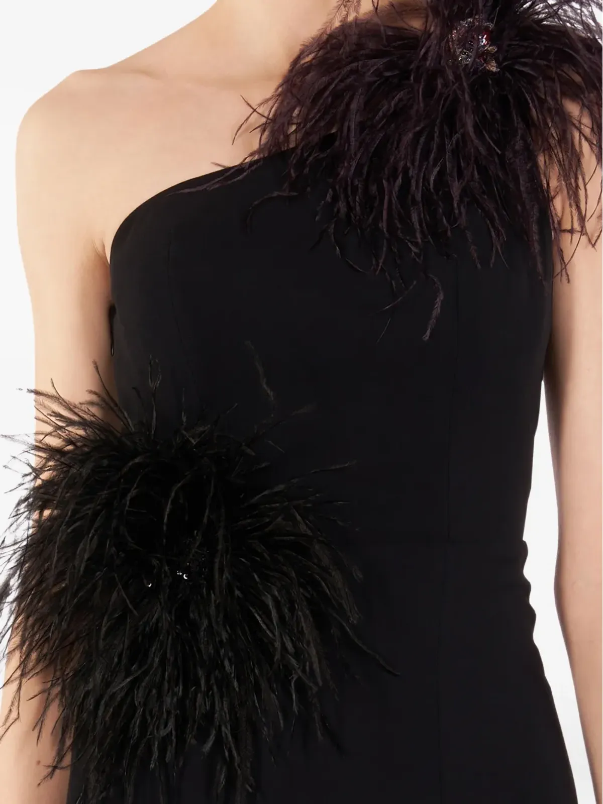 IMROSKA Imroska 16 feather-detail one-shoulder maxi dress - 画像5
