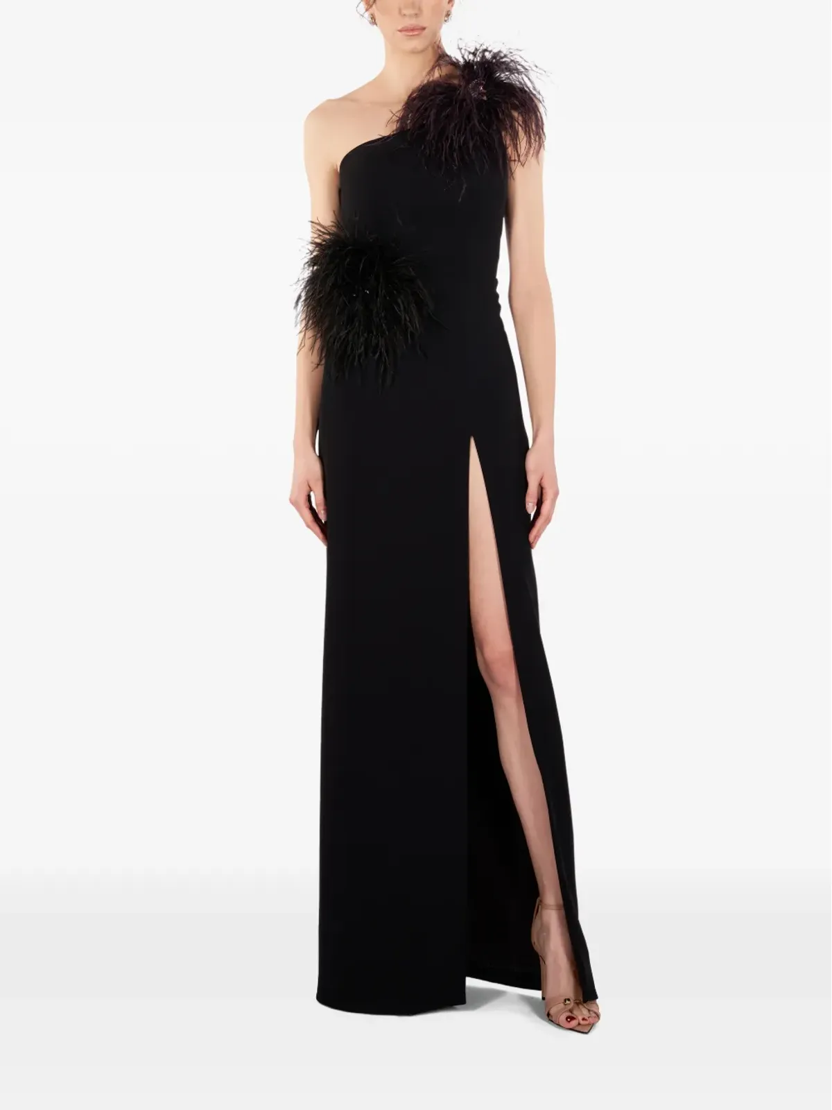 IMROSKA Imroska 16 feather-detail one-shoulder maxi dress - 画像2