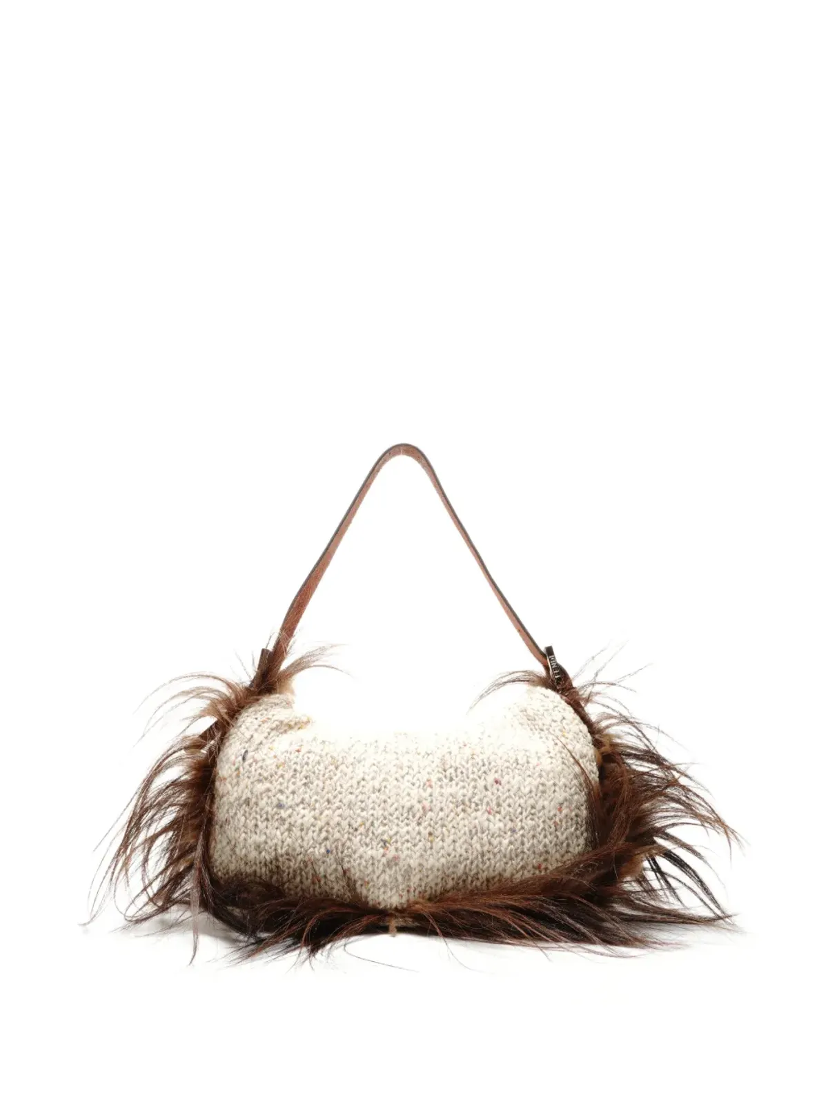 Fendi Pre-Owned 2000年代ニットショルダーバッグ（ブラウン） - 画像2