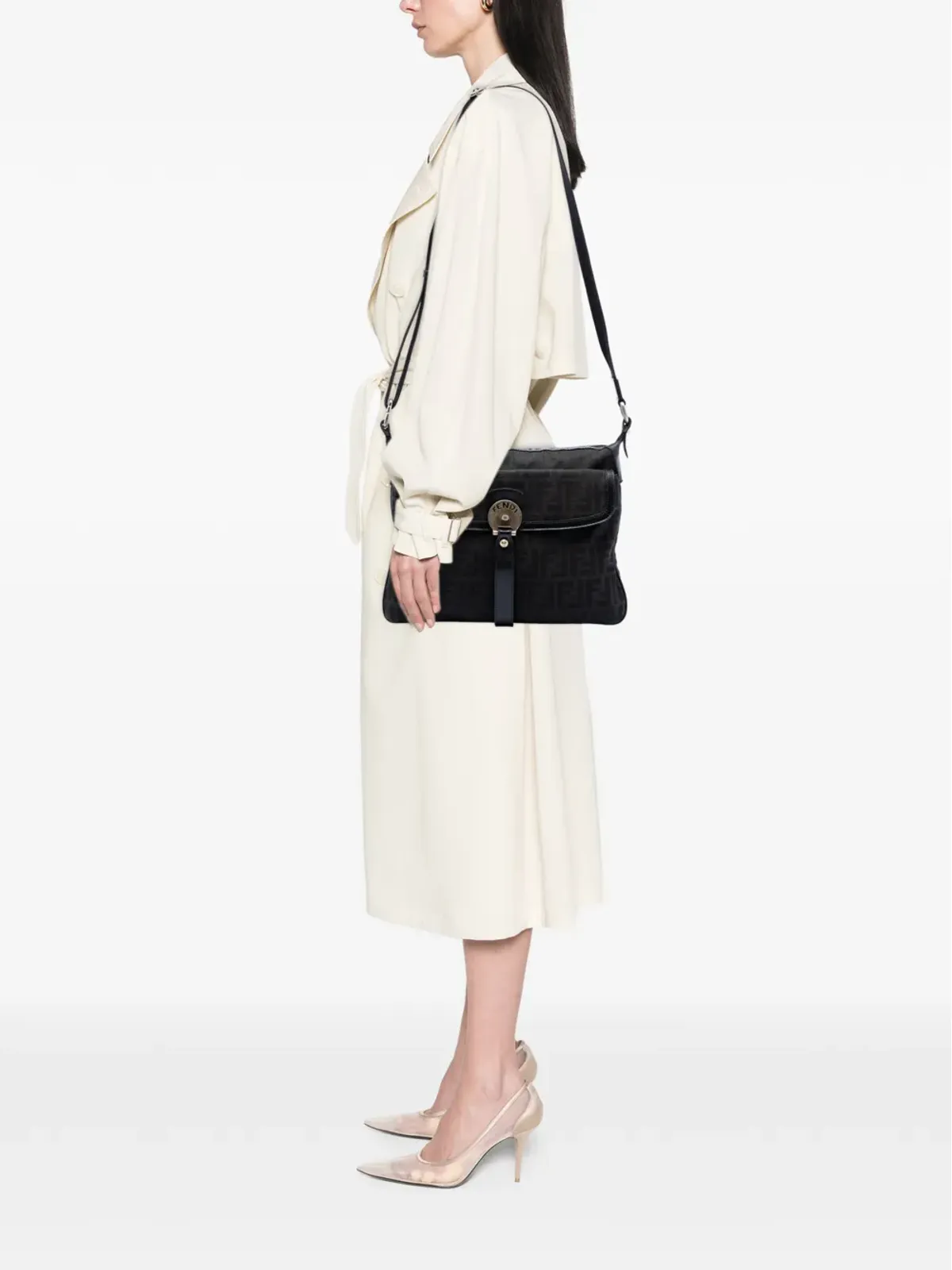 Fendi ビンテージ Zucca キャンバス チェフジップ クロスボディバッグ ブラウン - 画像2
