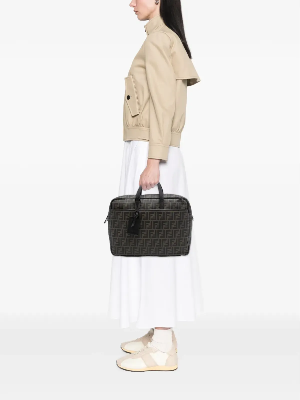 Fendi Pre-Owned ズッカ コーテッドキャンバス ビジネスバッグ ブラウン - 画像2