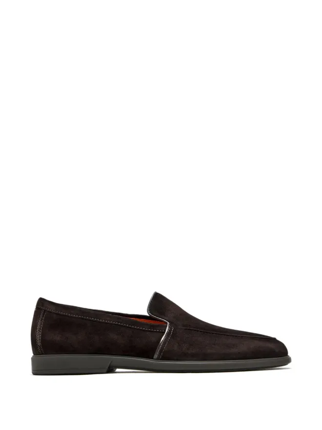 Santoni Santoni ダークブラウンのトップステッチ ローファーの商品画像