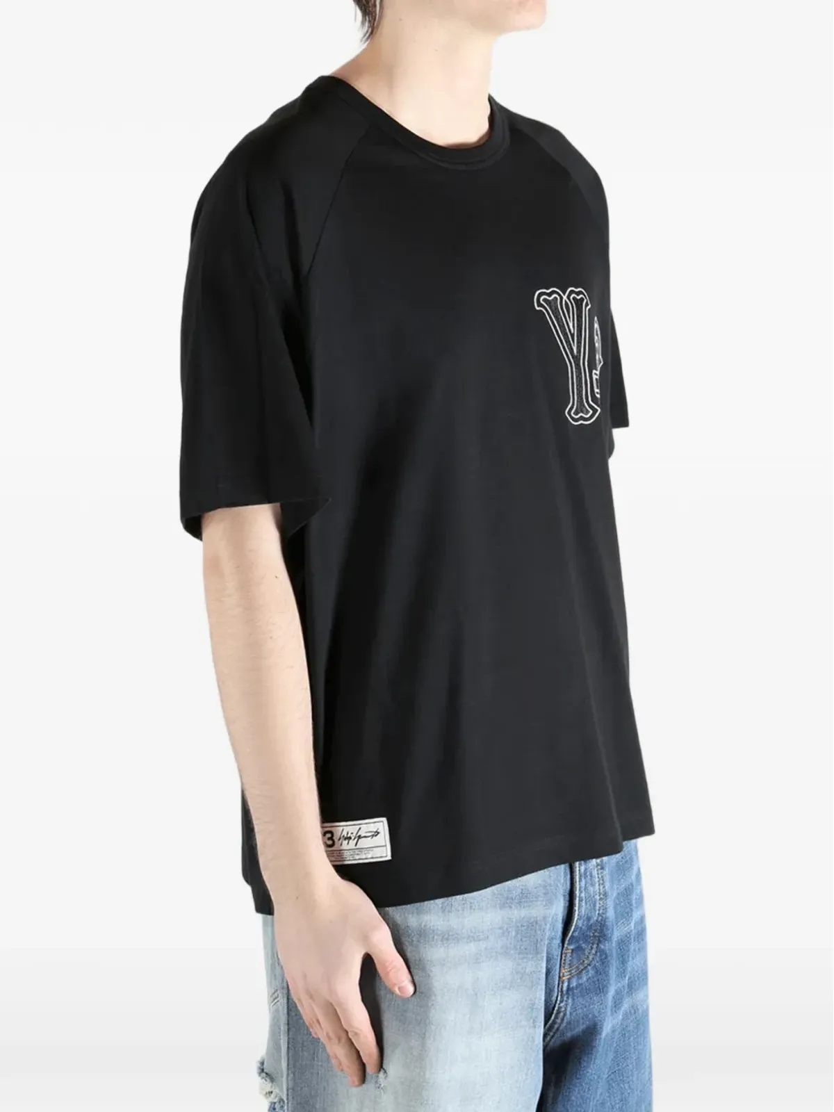 Y-3 エンブロイダード コットン Tシャツ（ブラック） - 画像3