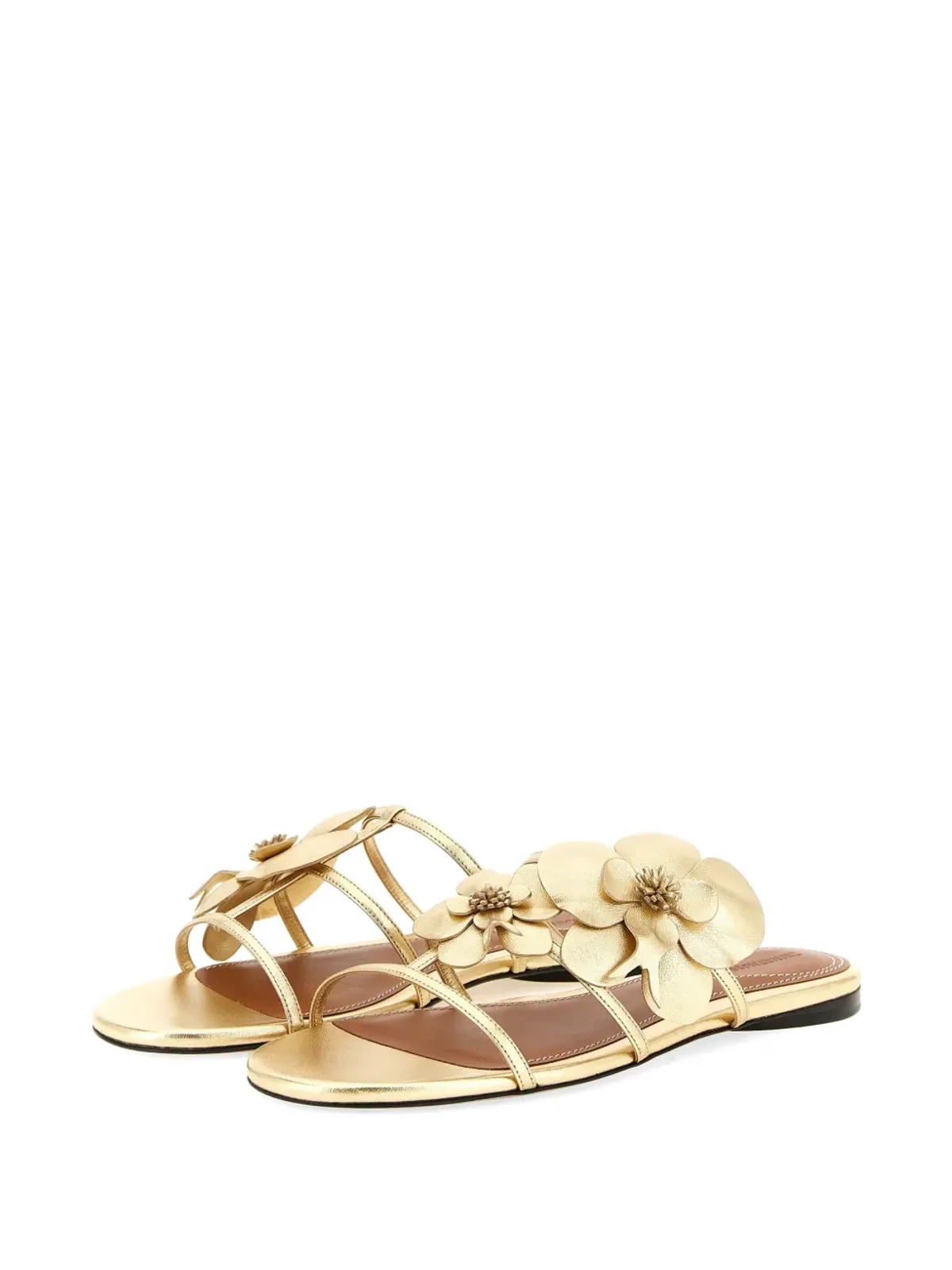 ZIMMERMANN laminated leather floral slides - Gold - 画像5