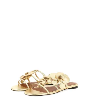 ZIMMERMANN laminated leather floral slides - Gold - サムネイル5