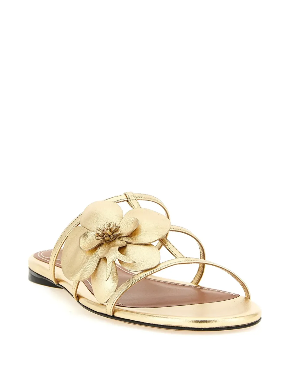 ZIMMERMANN laminated leather floral slides - Gold - 画像2