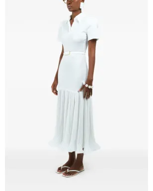 Rowen Rose プリーツ入りマキシポロドレス - ホワイト - サムネイル3