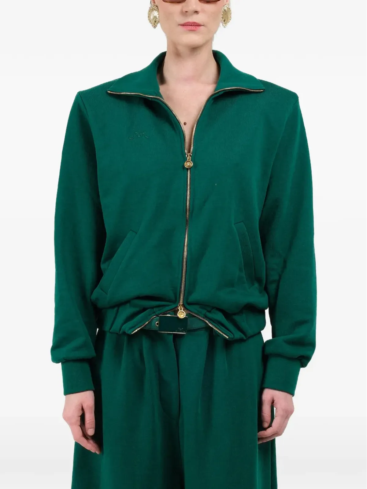 Rowen Rose straight zip sweatshirt - Green - 画像1