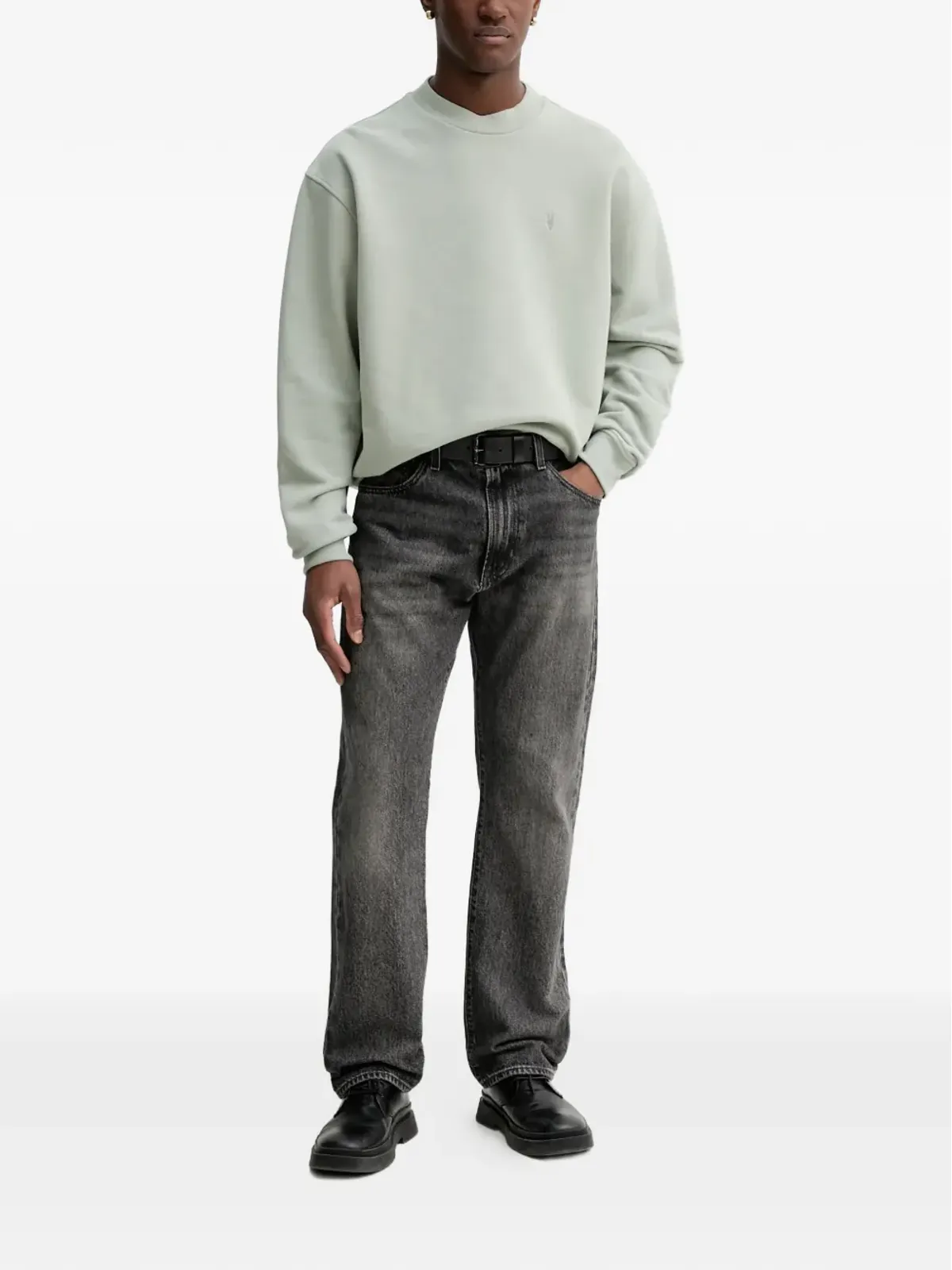 AllSaints アッシャー刺繍入りスウェットシャツ グリーン - 画像2