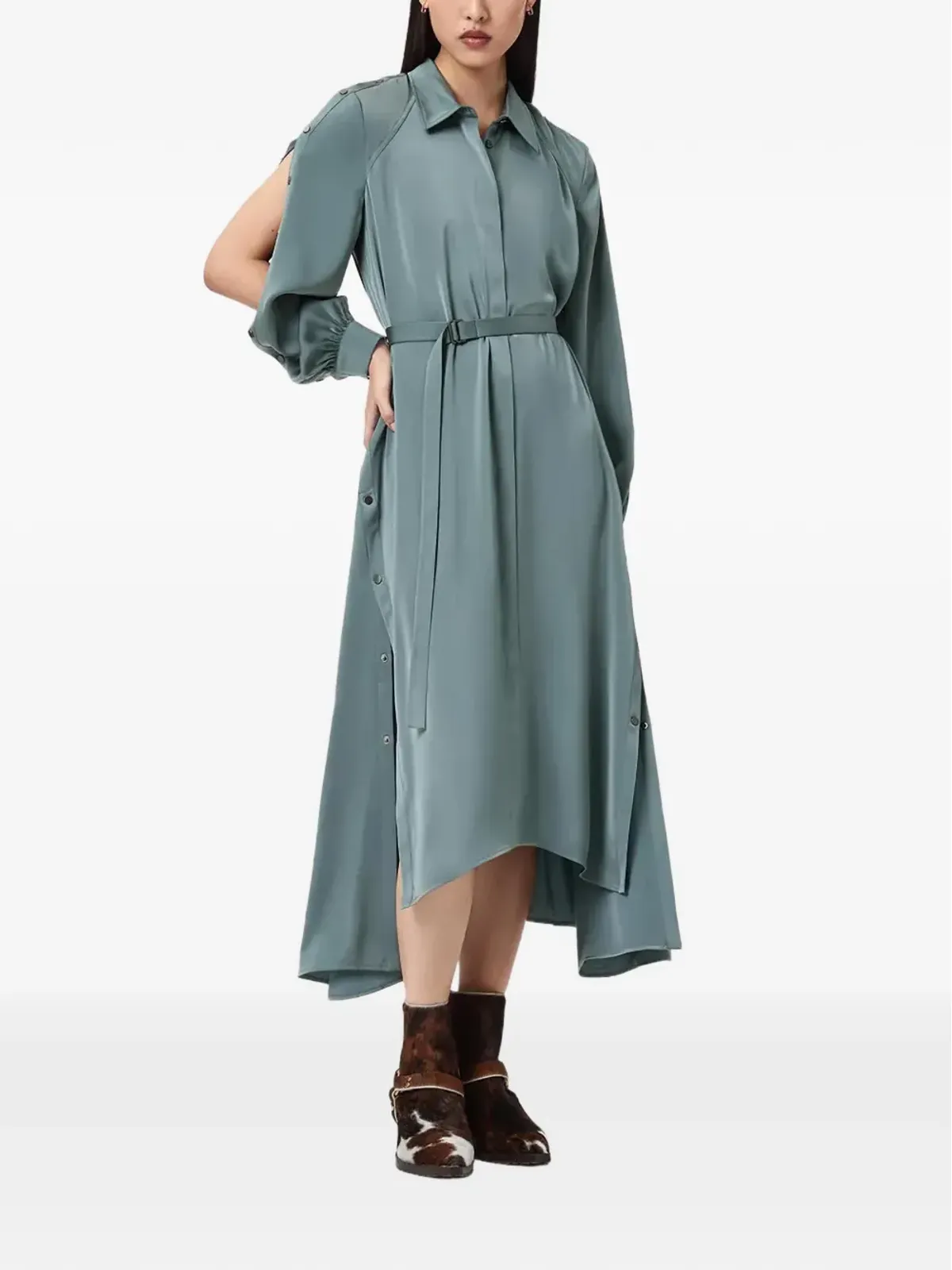 AllSaints Lexi ボタンベルト付き シャツドレス - 画像2