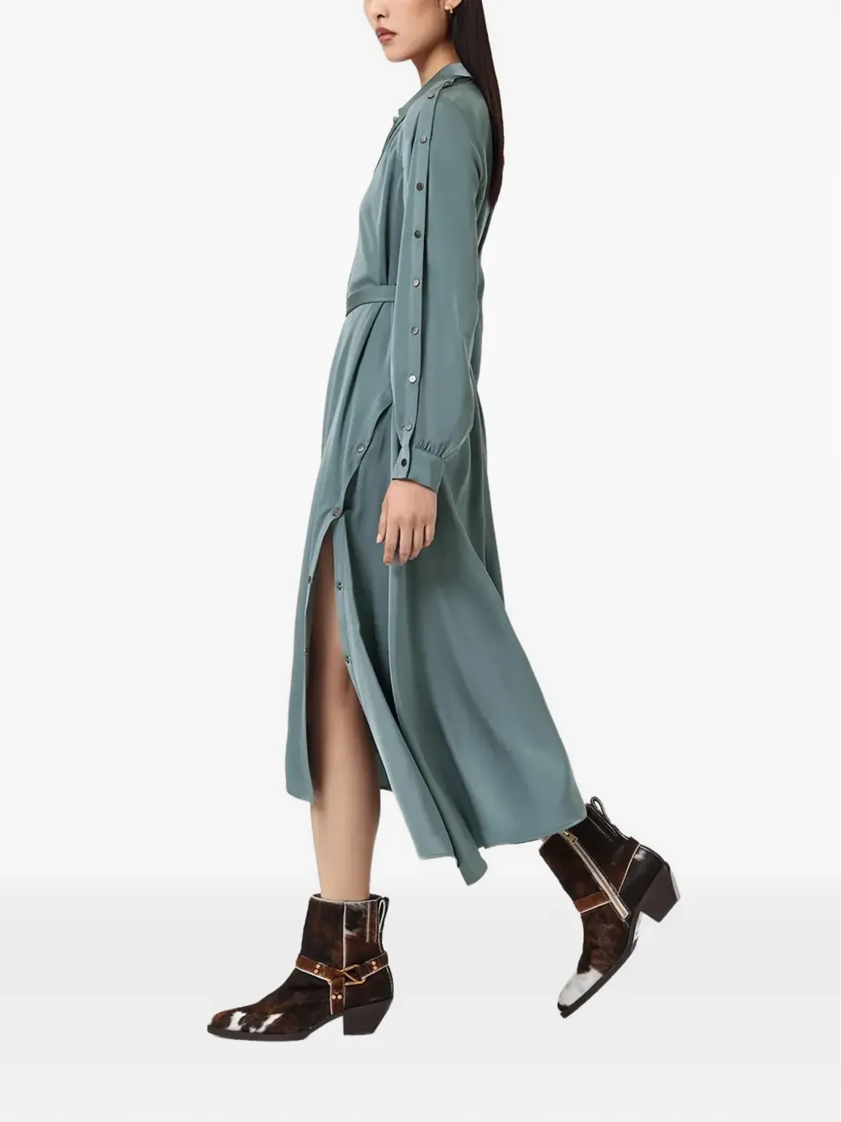 AllSaints Lexi ボタンベルト付き シャツドレス - 画像3