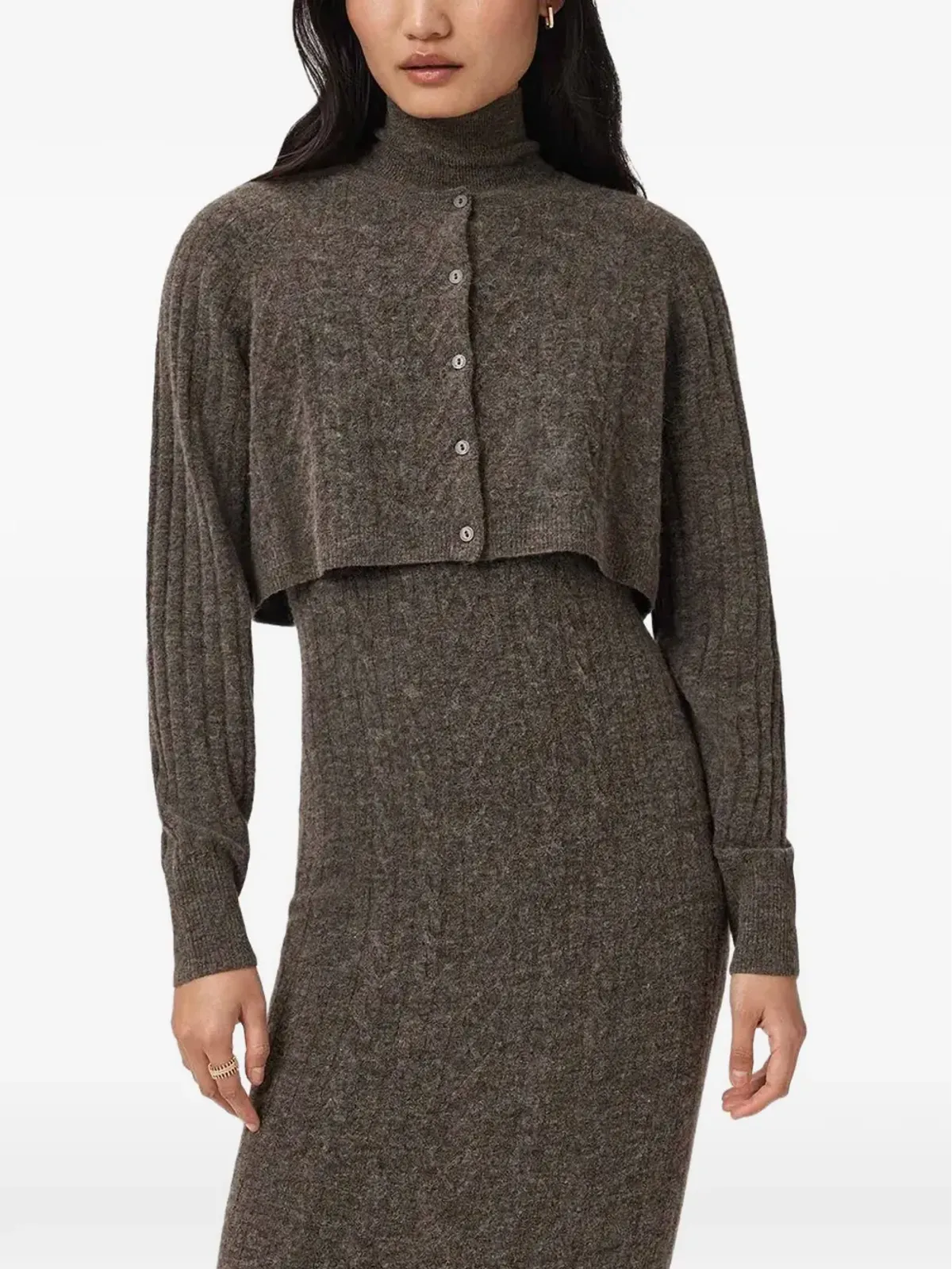 AllSaints Sabine ロールネック カーディガン ドレス セット - 画像3