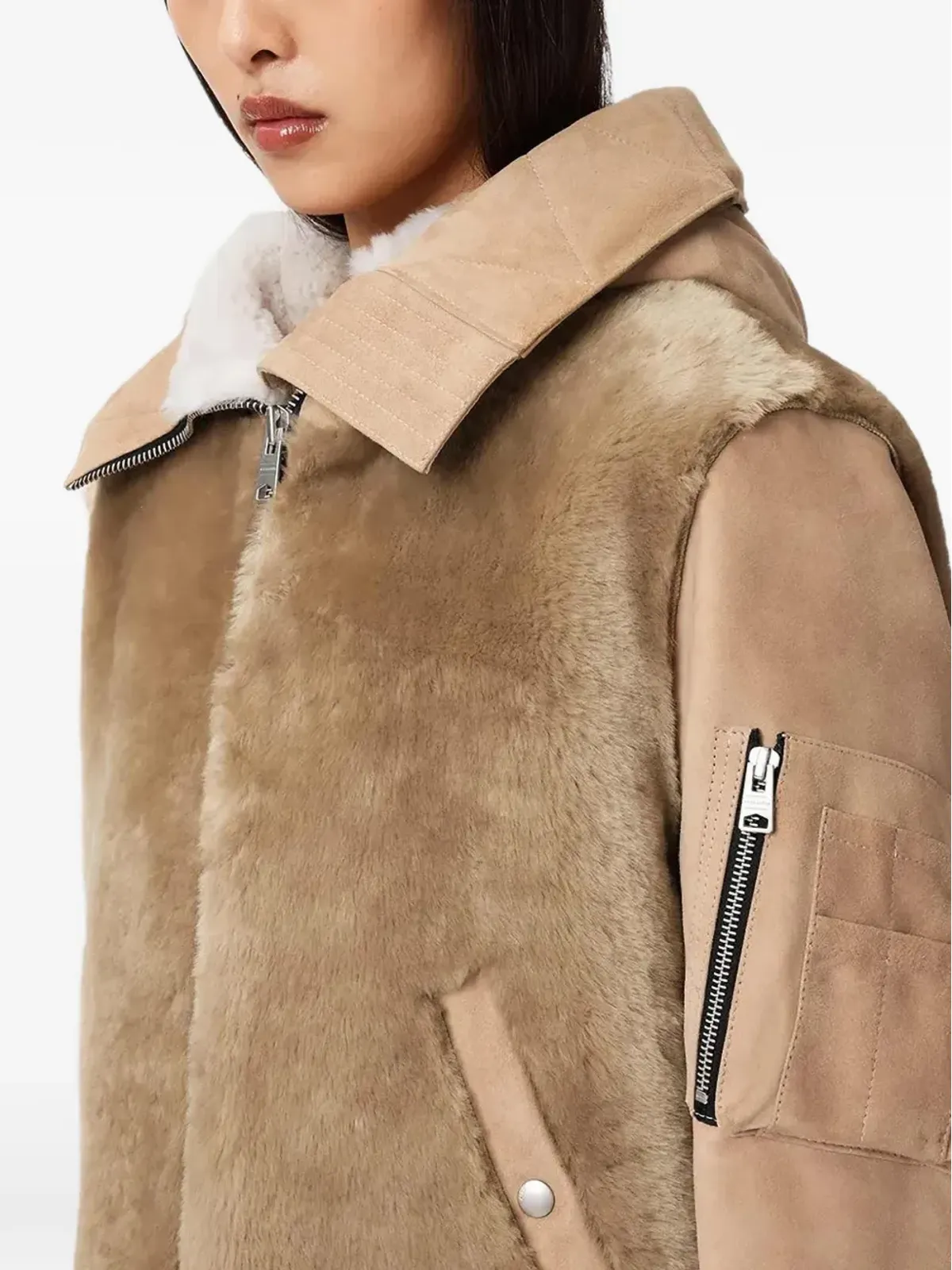 AllSaints デクスター襟付きシアリングジャケット - 画像5