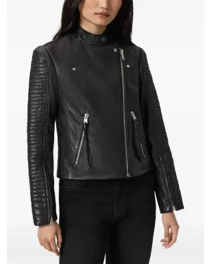 AllSaints ラウル リブ編みレザージャケット - サムネイル3