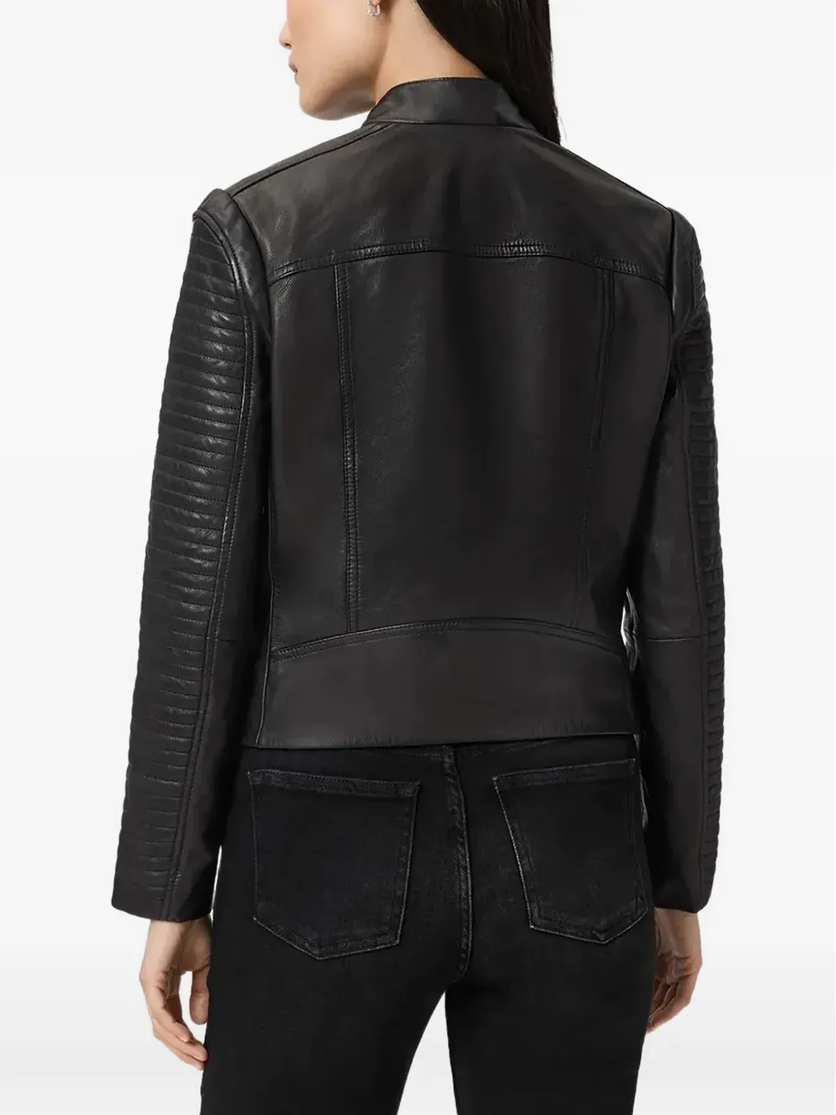 AllSaints ラウル リブ編みレザージャケット - 画像4