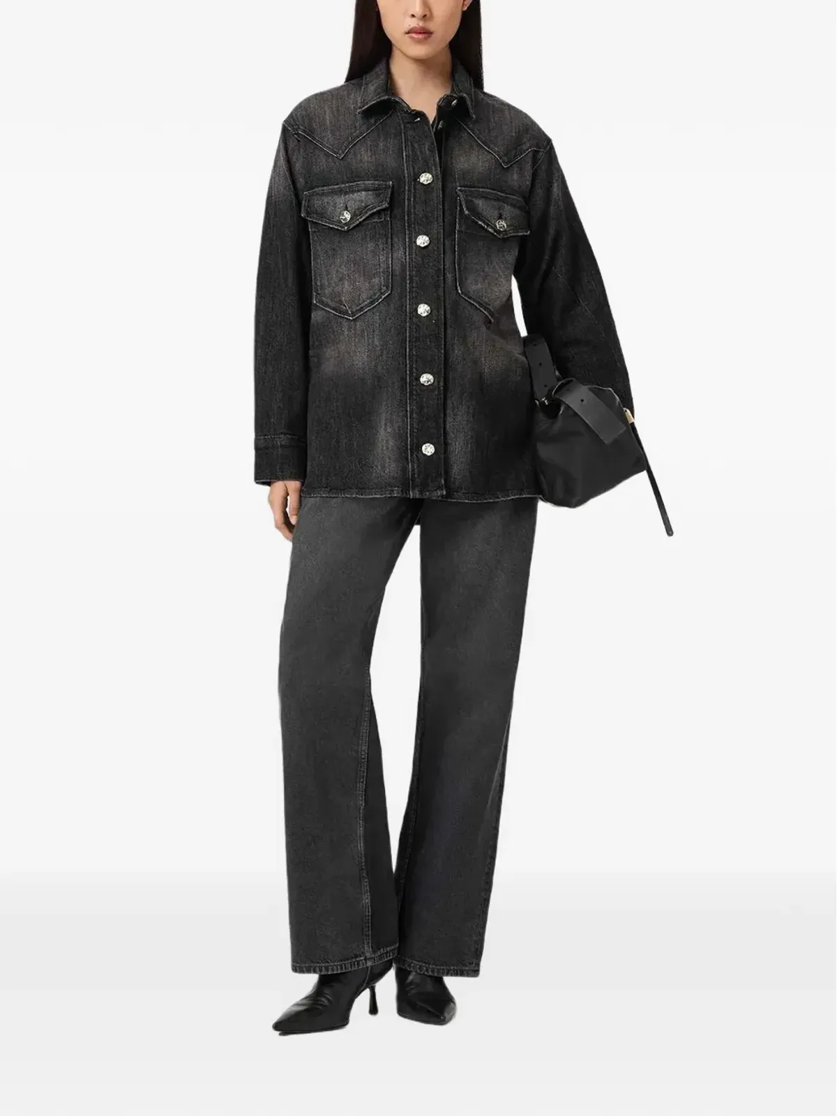AllSaints Bryn ボタン付きポケットシャツ - ブラック - 画像2