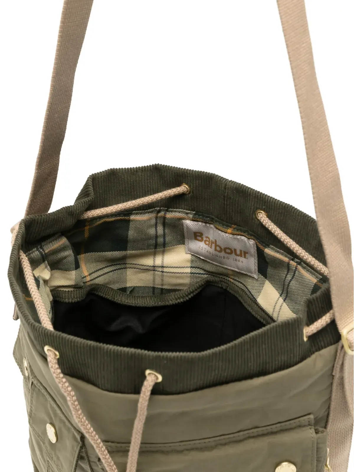 Barbour ミア ドローストリング バケットバッグ グリーン - 画像5