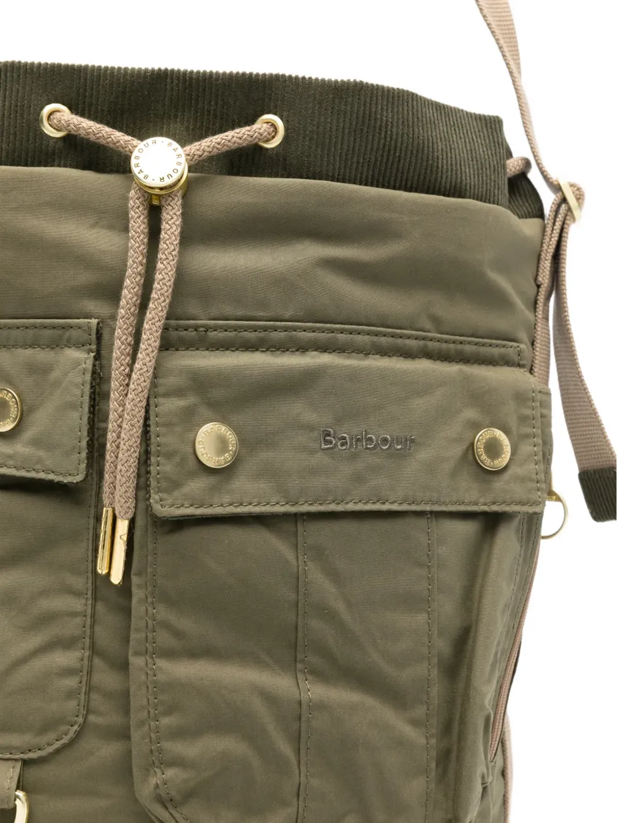Barbour ミア ドローストリング バケットバッグ グリーン - 画像4