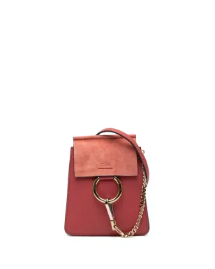 Chloé Pre-Owned Mini Calfskin and Suede Faye Bracelet Bag Satchel - Red - サムネイル1
