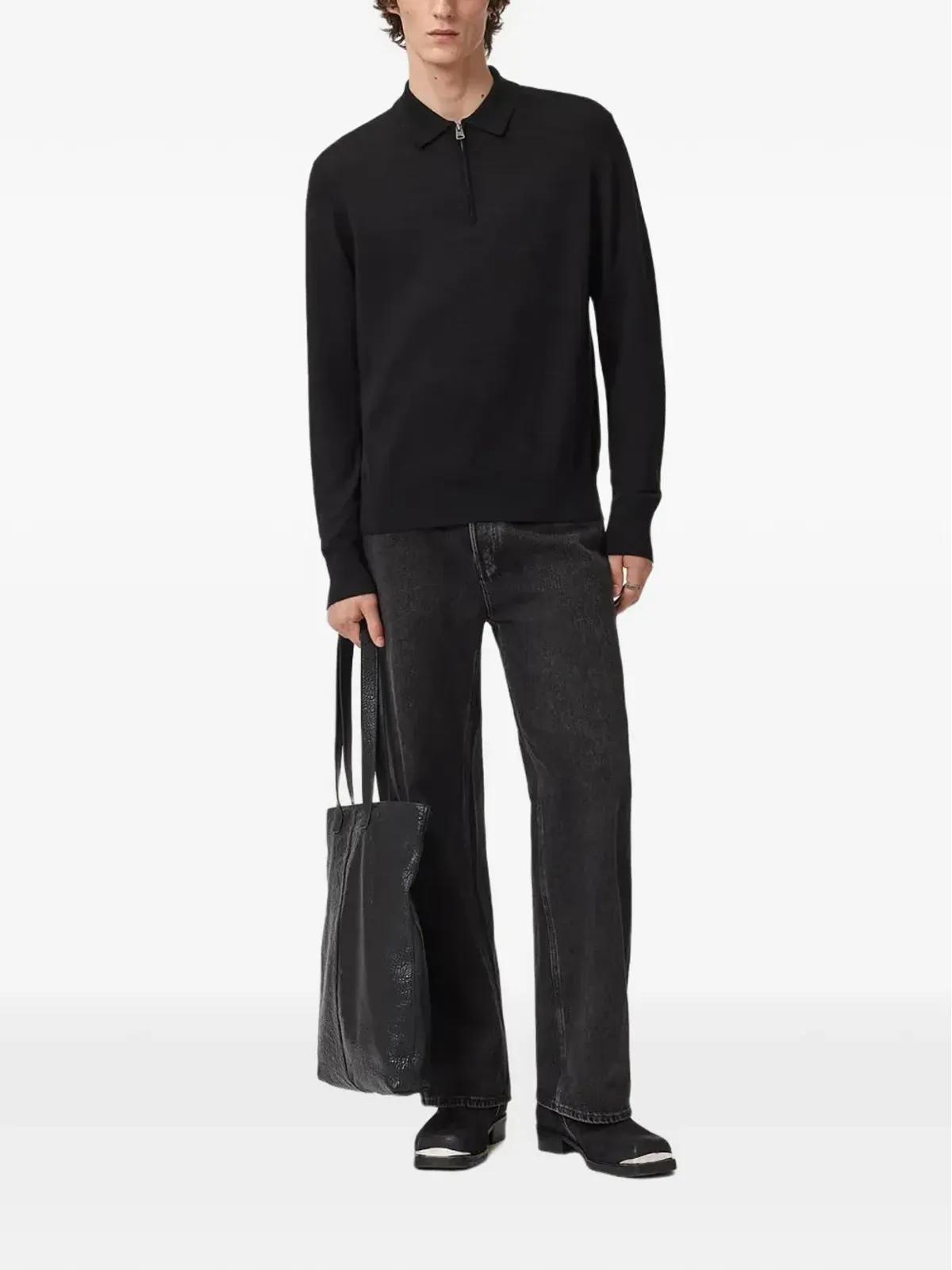 AllSaints Albanyジップアップポロシャツ - 画像2