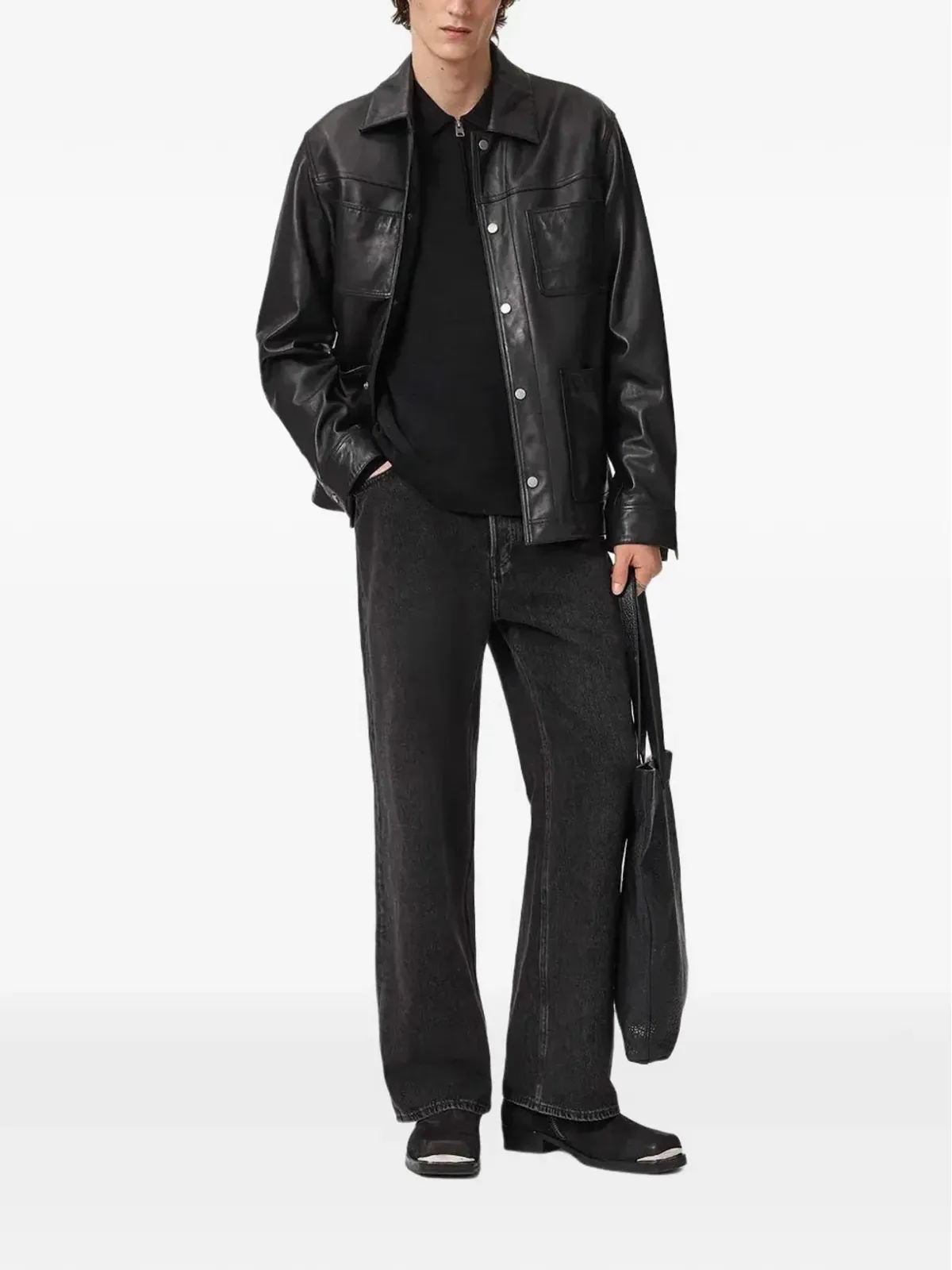 AllSaints Albanyジップアップポロシャツ - 画像3