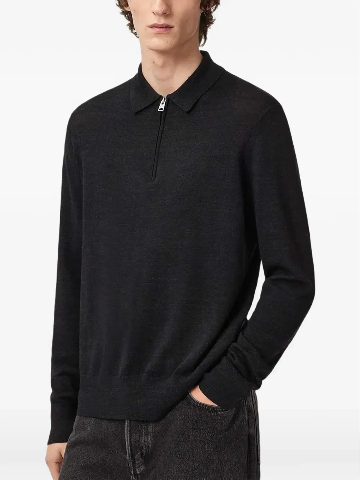 AllSaints Albanyジップアップポロシャツ - 画像4