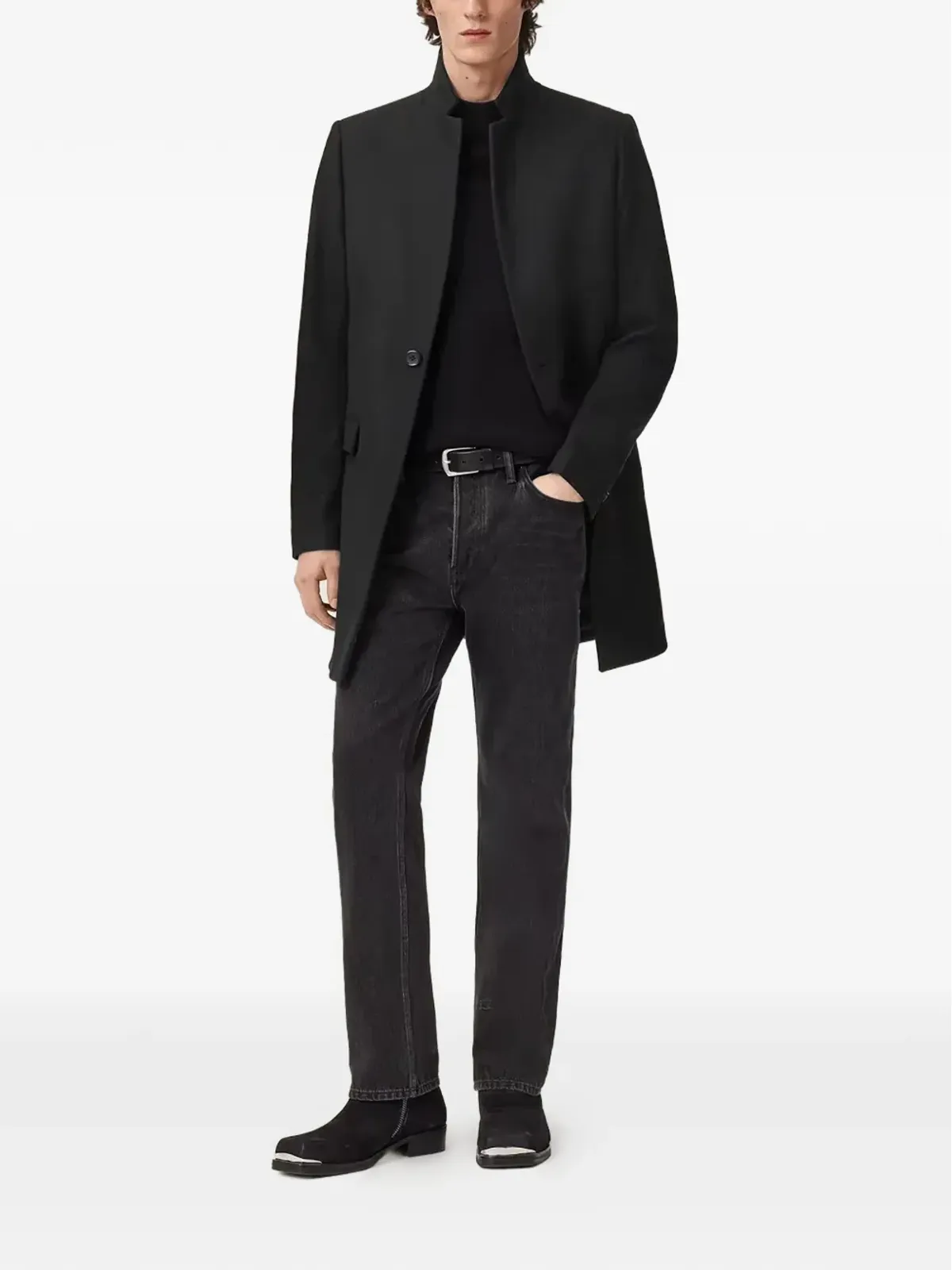 AllSaints Haydon ハイネック・シングルブレストコート - 画像2