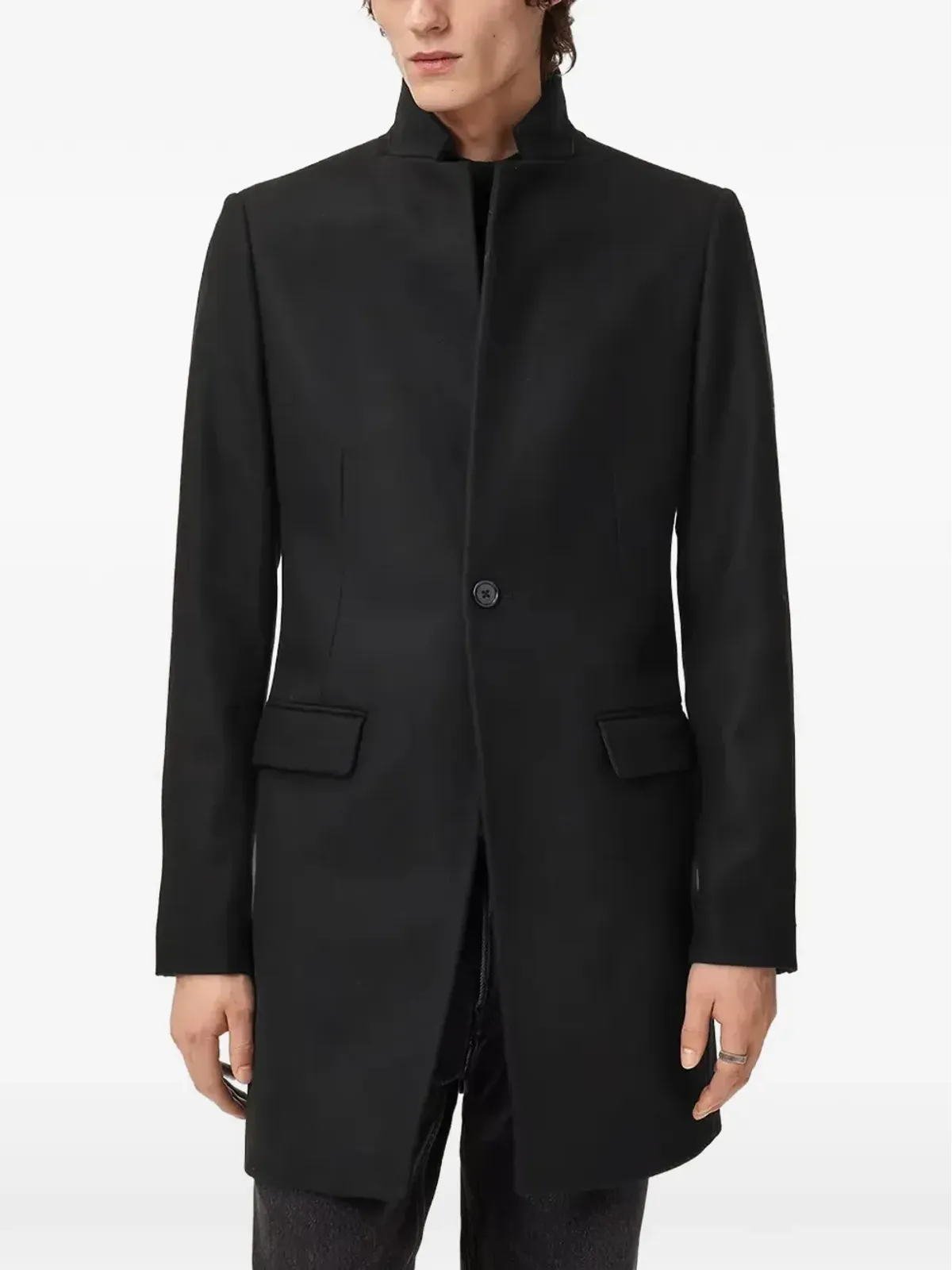 AllSaints Haydon ハイネック・シングルブレストコート - 画像3
