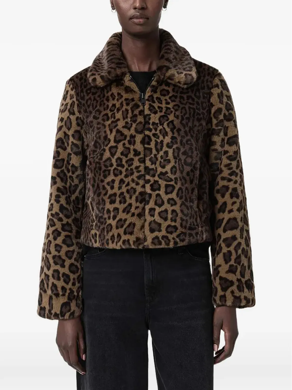 AllSaints Saye レオパード柄襟付きジャケット - 画像1