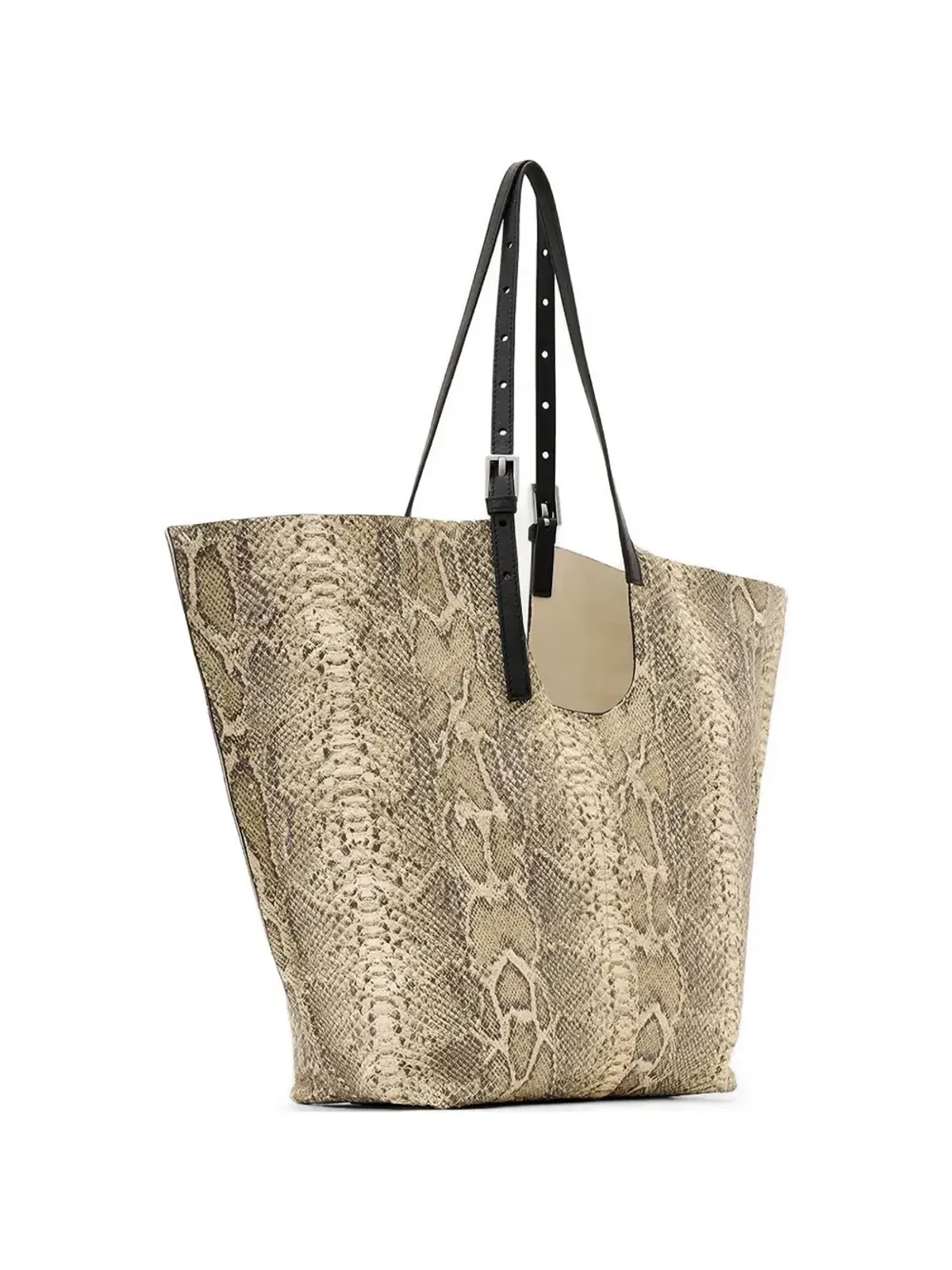 AllSaints Ara snakeskin buckle tote bag - Neutrals - 画像1