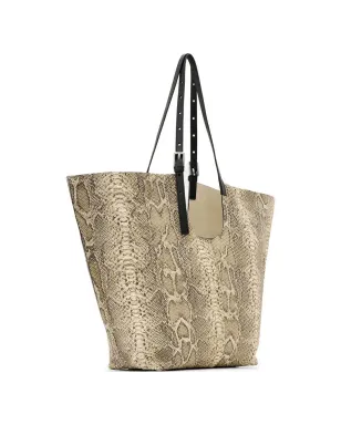 AllSaints Ara snakeskin buckle tote bag - Neutrals - サムネイル1