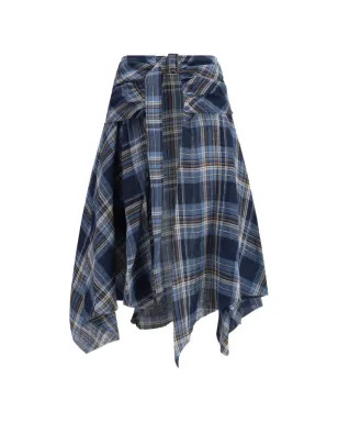 MARBELL アシンメトリーヘム チェック柄スカート - サムネイル1