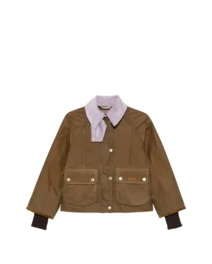 Barbour クロップド Beadnell コーデュロイ襟 ワックスドコットン ジャケット - サムネイル1