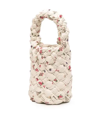 Bottega Veneta ビンテージ 2021-2025 小花柄プリント レザーイントレチャート Kalimero バケットバッグ/サッチェル - ホワイト - サムネイル3