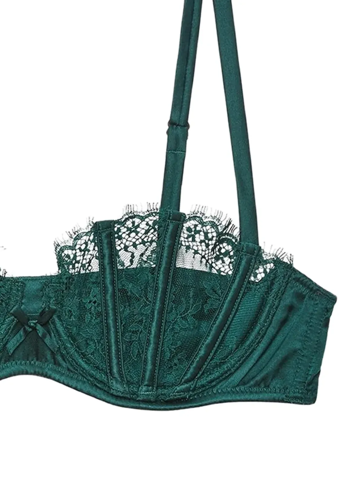 Fleur Du Mal フランキー レース バルコネット ブラ グリーン - 画像2