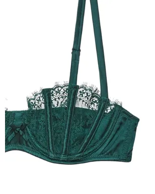 Fleur Du Mal フランキー レース バルコネット ブラ グリーン - サムネイル2