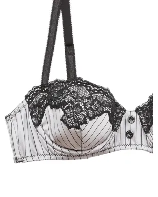 Fleur Du Mal エグゼクティブ バルコネット ピンストライプ レース ブラ - サムネイル2