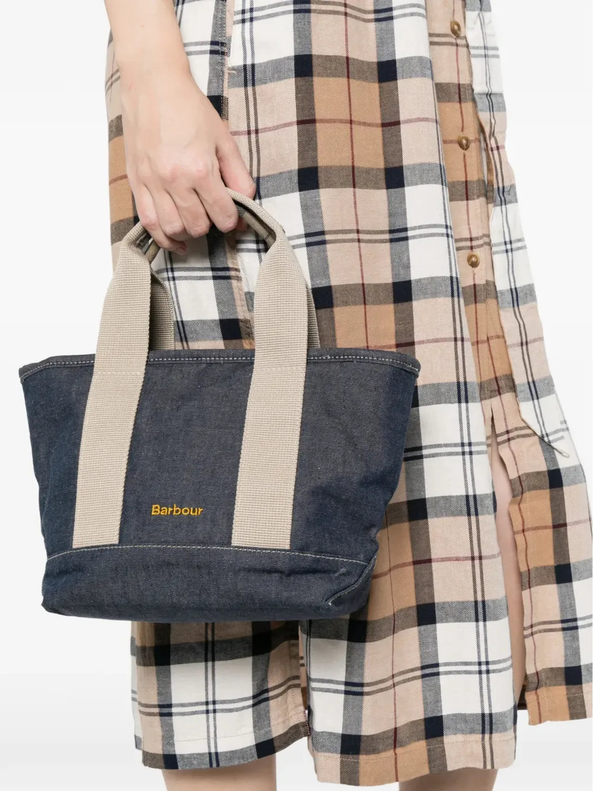 Barbour Mya タータン柄デニム トートバッグ - 画像2