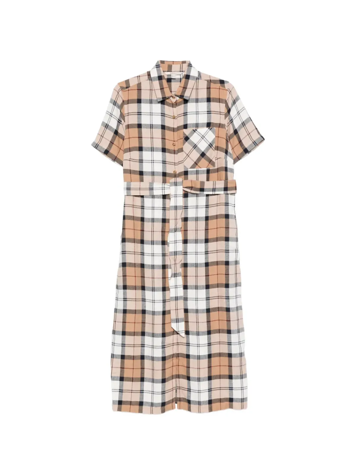 Barbour フェーン ベルト付き チェック柄 ミディドレス - 画像1