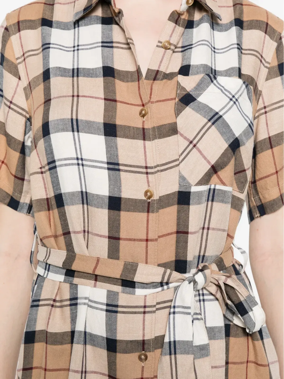 Barbour フェーン ベルト付き チェック柄 ミディドレス - 画像5