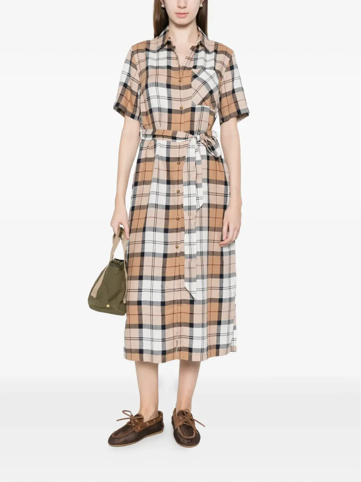 Barbour フェーン ベルト付き チェック柄 ミディドレス - 画像2