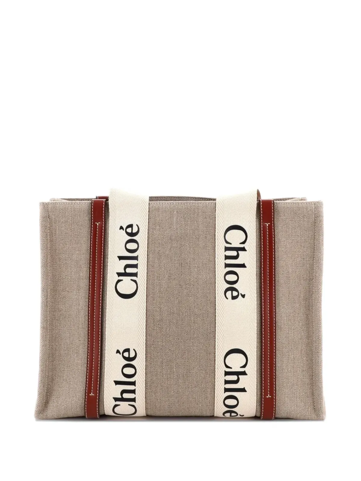 Chloé Pre-Owned ウッディ キャンバスとレザー トートバッグ - 画像2