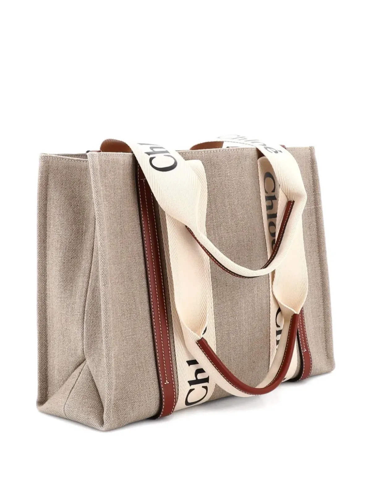 Chloé Pre-Owned ウッディ キャンバスとレザー トートバッグ - 画像3